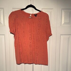 torrid Rust Eyelet Short Sleeve Peasant Blouse